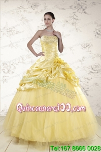 Yellow Sweetheart Ball Gown Beautiful Quinceanera Dresses for 2015