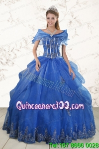 2015 Most Popular Appliques Quinceanera Dresses in Royal Blue
