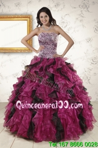 2015 Most Popular Sweetheart Ruffles Quinceanera Dresses in Multi Color