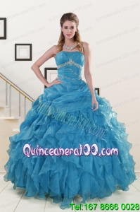 2015 Pretty Strapless Quinceanera Dresses with Beading and Ruffles