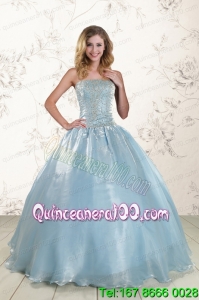 Pretty Style 2015 Beading Quinceanera Dresses with Strapless