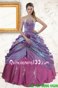 2015 Most Popular Purple Appliques Quinceanera Dresses with Strapless