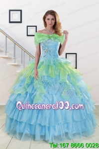 Beading Strapless Multi Color Most Popular Quinceanera Dress for 2015
