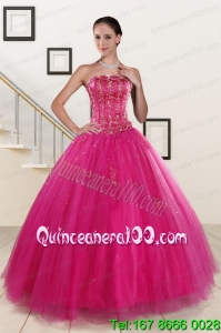 Most Popular Fuchsia Quinceanera Dresses with Beading and Appliques for 2015