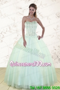 2015 Most Popular Light Blue Sweet 15 Dresses with Beading