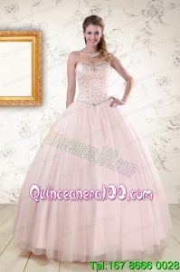 2015 Most Popular Light Pink Beading Quinceanera Dresses