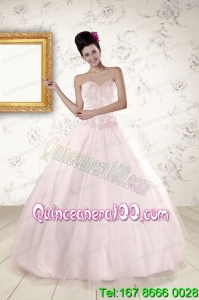 2015 New Arrival Light Pink Quinceanera Dresses with Appliques