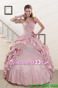 2015 Sweet Spaghetti Straps Sweet 16 Dresses in Pink