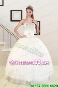 2015 Sweetheart White New Arrival Quinceanera Dresses with Beading