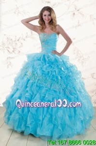 Baby Blue 2015 New Arrival Beading and Ruffles Quinceanera Dresses