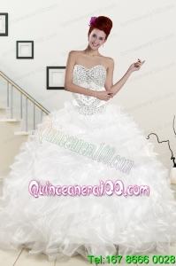 New Arrival Sweetheart Sweep Train Beading and Ruffles Quinceanera Dress for 2015