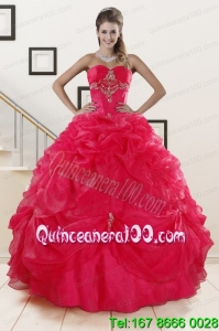 Perfect Red Sweetheart Sweet 16 Dresses with Appliques