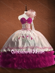 Customized Fuchsia and White Custom Made Quinceanera Dresses with Ruffled Layers and Pattern