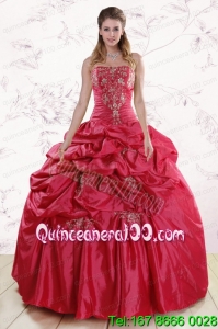Traditional Strapless Hot Pink Quinceanera Dresses with Embroidery