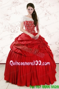 2015 Unique Sweetheart Beading Quinceanera Dresses in Red