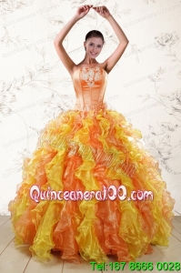 Unique 2015 Quinceanera Dresses with Appliques and Ruffles