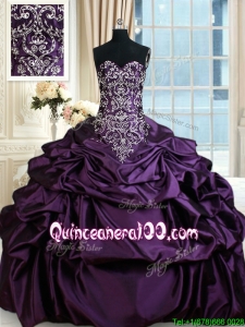 Modern Beaded Taffeta Purple Quinceanera Dress with Embroidery and Bubbles