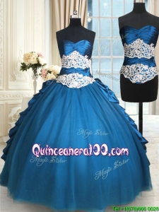 Modern Beaded and Bubble Teal Removable Quinceanera Dress in Tulle and Taffeta
