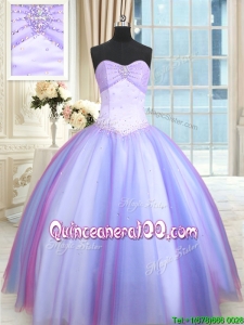 Lovely Puffy Skirt Tulle Rainbow Colored Quinceanera Dress with Beading
