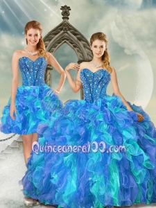 New Style Beading and Ruffles Multi-color Quinceanera Dresses for 2015
