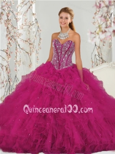 Unique Beading and Ruffles Dresses for Quince in Red for 2015