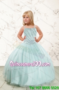 Luxurious Beading and Ruffles Little Girl Pageant Dress in Aqua Blue