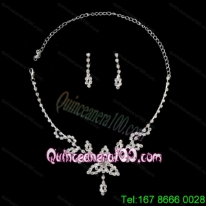 Lovely Alloy With Rhinestone Womens Jewelry Set Including Necklace And Earrings