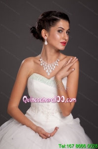 Luxurious Rhinestone Imitation Pearl Ladies Jewelry Set Including Necklace And Earrings