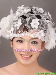 Appliques and Feather In Lace Hat Hair Ornament