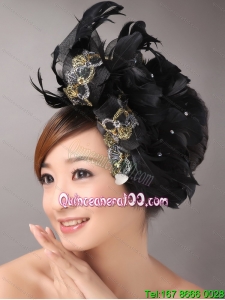Feathers Over Headpiece and Appliques In Net