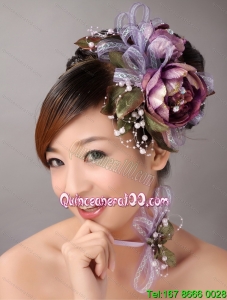 Imitation Pearls Flowers Decorate On Tulle Multi color Headpices