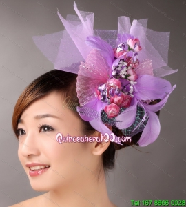 Lavender Hand Made Flowers Headpieces Feathers On Sale