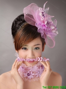 Lavender Headpices With Appliques Decorate On Tull For Prom