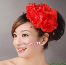 Red Chiffon Big Flowers With Beading For Wedding