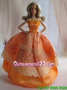 Beautiful Ball Gown Yellow Barbie Doll Dress