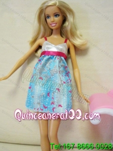 Beaded Ombre Color Dress With Straps Mini-length Barbie Doll Dress