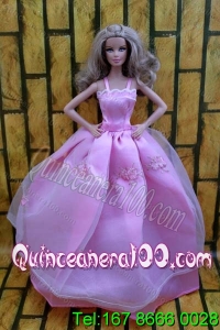 Ball Gown Dress For Barbie Doll Dress With Lavender and Straps