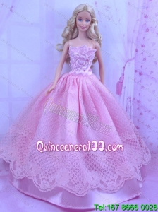 Beautiful Pink Princess Dress With Lace Made To Fit the Barbie Doll