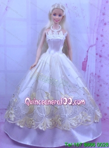 Elegant White Princess Dress For Barbie Doll With Appliques