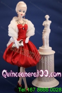 Lovely Red Party Dress With Knee-length For Barbie Doll