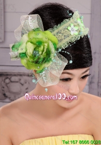 Green And Fresh Small Laurie Flowers Beading Fascinators For Party