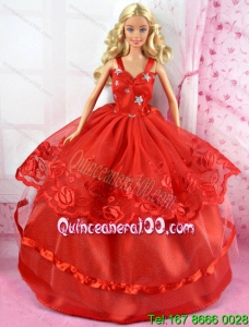 Beautiful Red Party Dress Tulle for Noble Barbie Doll