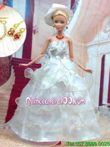 Beautiful White Wedding Dress for Noble Barbie Doll