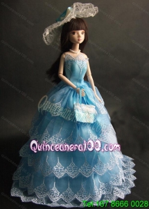 Luxurious Baby Blue Party Dress with Organza Made to Fit the Barbie Doll