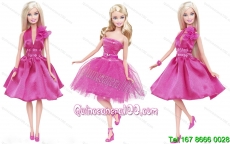 Pretty Princess Sequin Hot Pink Gown For Barbie Doll