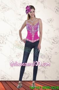 2015 Sweetheart Multi Color Corset with Pick Ups and Embroidery