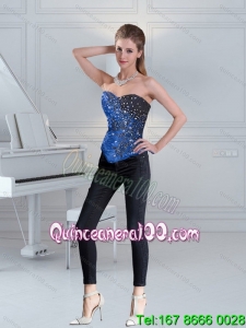 Pretty Blue Sweetheart Beaded Corset with Lace up for 2015