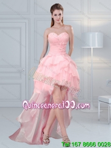 2015 Cute Baby Pink Sweetheart Dama Dresses with Beading and Ruffled Layers