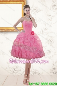 Perfect Sweetheart Rose Pink 2015 Dama Dresses with Beading and Ruffles