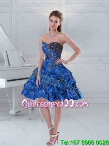 Cheap Blue Sweetheart Ruffled Layers and Beading Cheap Dama Dresses for 2015